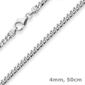 4mm Panzerkette oval diamantiert Collier Halskette aus 585 Gold Weißgold 50cm