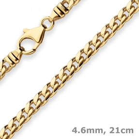 4,6mm Armband Panzerkette oval diamantiert Armschmuck aus 585 Gold Gelbgold 21cm