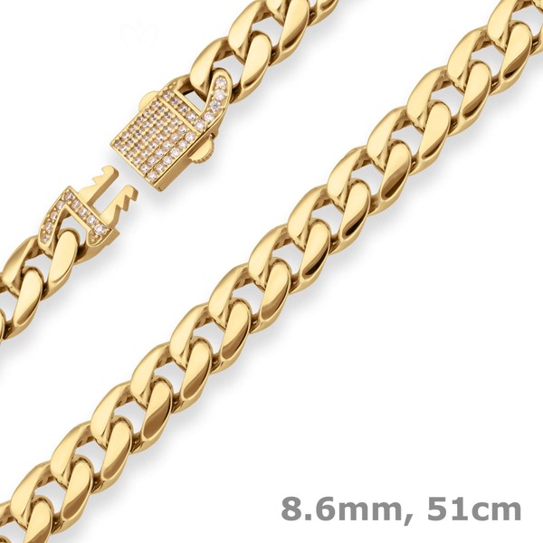 8.6mm Panzerkette hohl aus 585 Gelbgold 51cm