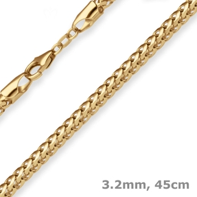 3,2mm Bingokette Goldkette Collier Halskette aus 750 Gold Gelbgold 45cm
