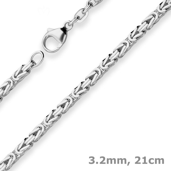 3.2mm Armband Königskette aus 925 Silber rhodiniert 21cm