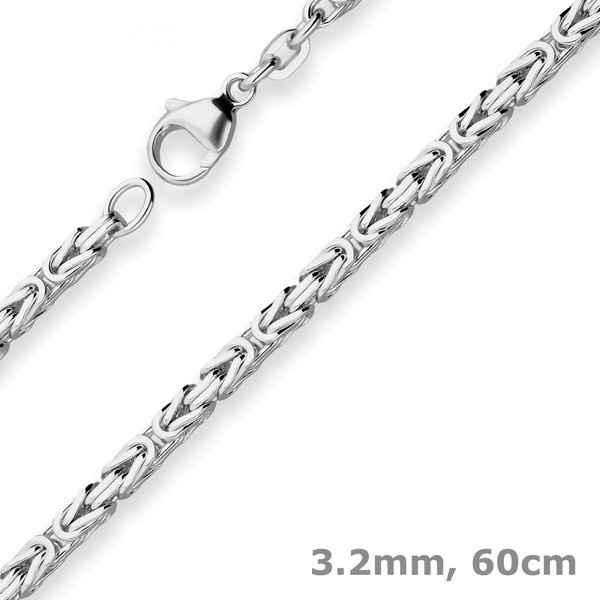3.2mm Königskette aus 925 Silber rhodiniert 60cm