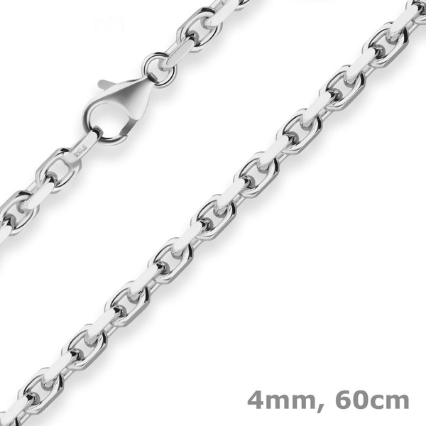 4mm Ankerkette diamantiert aus 925 Silber 60cm