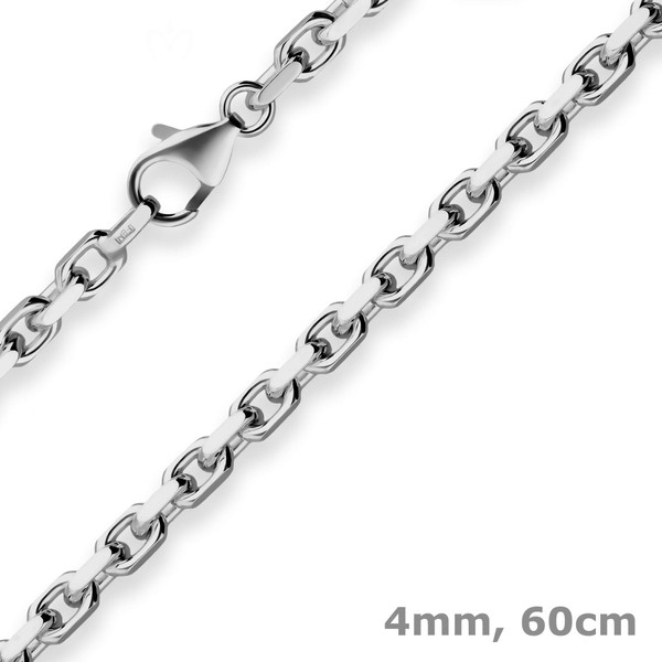 4mm Ankerkette diamantiert aus 925 Silber rhodiniert 60cm