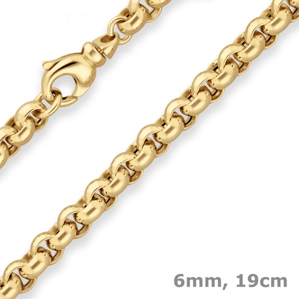 6mm Armband Erbskette hohl aus 585 Gelbgold 19cm