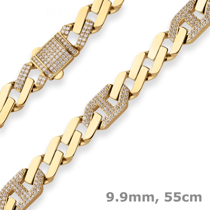 9.9mm Fantasiekette hohl aus 585 Gelbgold 55cm