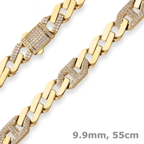 9,9mm Fantasiekette Collier Halskette aus 585 Gold Gelbgold 55cm Zirkonia