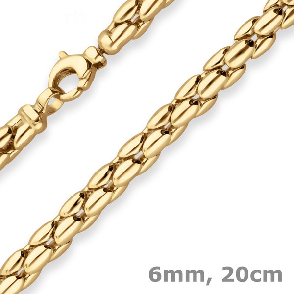 6mm Armband Fantasiekette aus 585 Gelbgold 20cm