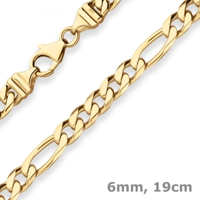 6mm Armband Figarokette diamantiert Armschmuck aus 585 Gold Gelbgold matt 19cm