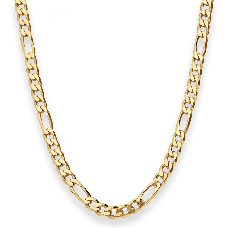 6mm Figarokette diamantiert aus 585 Gelbgold 60cm