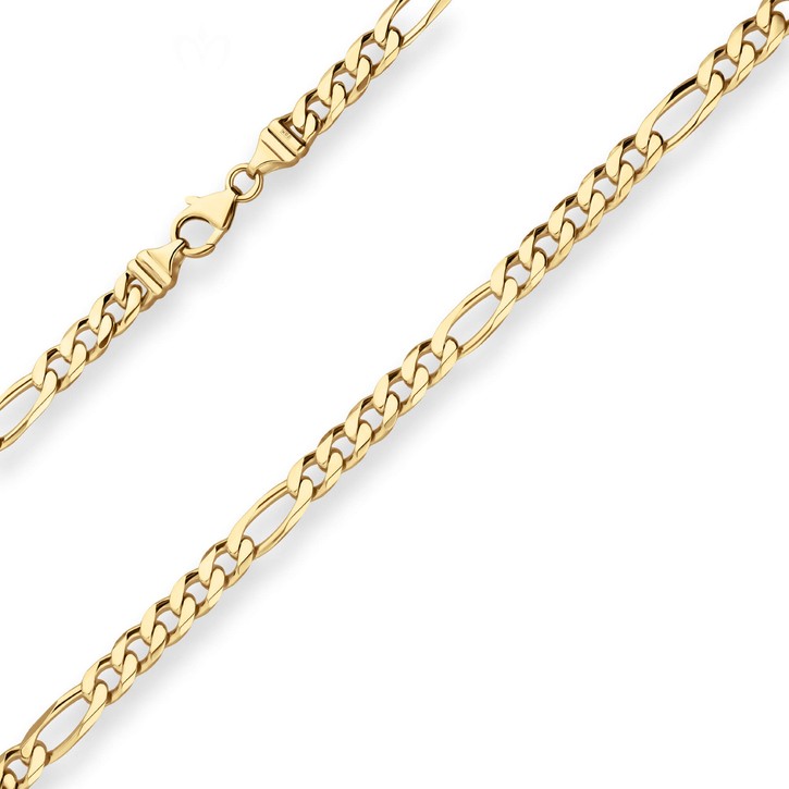 6mm Figarokette diamantiert aus 585 Gelbgold 60cm