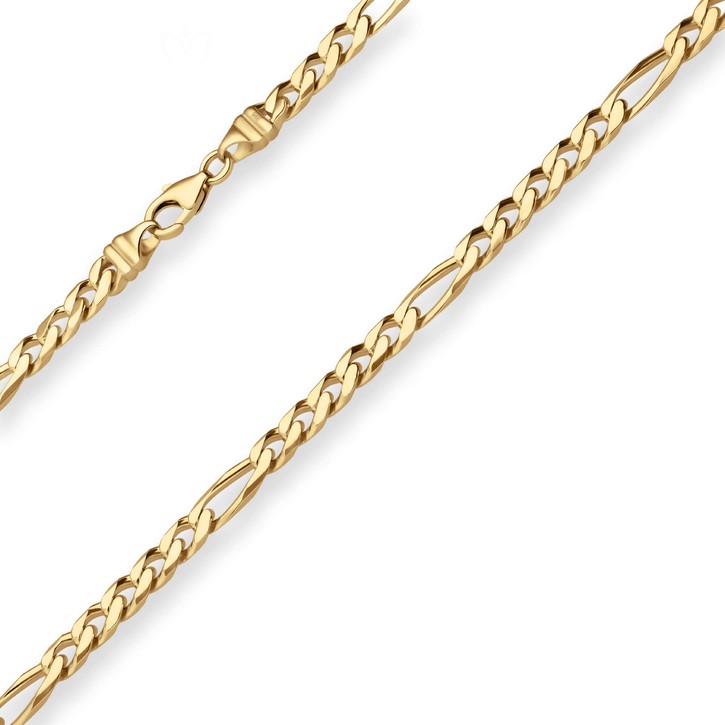 6mm Figarokette diamantiert aus 585 Gelbgold 60cm