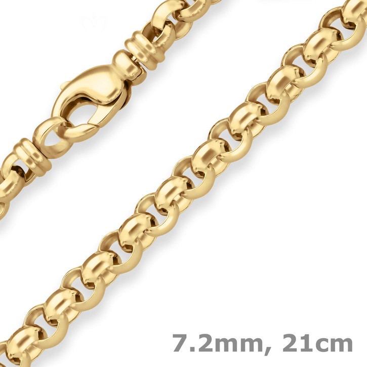 7.2mm Armband Erbskette aus 585 Gelbgold 21cm