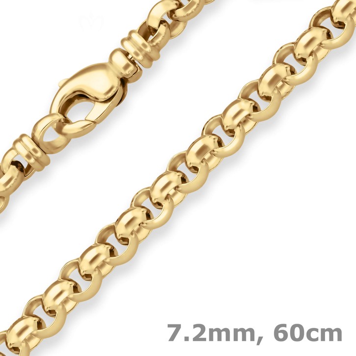 7.2mm Erbskette aus 585 Gelbgold 60cm