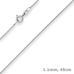 1,1mm Rund-Ankerkette Collier aus 585 Gold Weißgold matt 45cm mit Zwischenöse