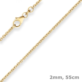 2mm Rund-Ankerkette Goldkette Collier Halskette aus 585 Gold Gelbgold 55cm