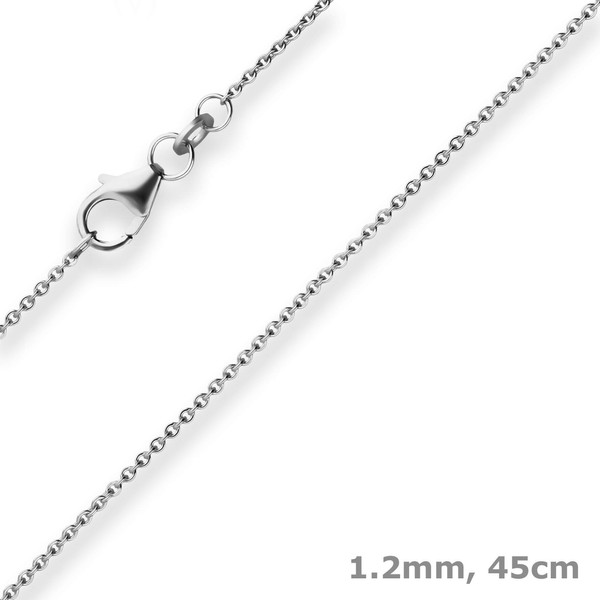 1.2mm Ankerkette flach aus 333 Weißgold 45cm mit Zwischenöse