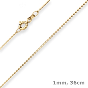 1mm Ankerkette diamantiert Collier Halskette aus 333 Gold Gelbgold matt 36cm