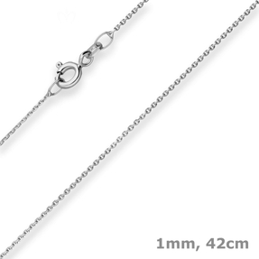 1mm Ankerkette diamantiert Collier Halskette aus 333 Gold Weißgold matt 42cm