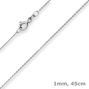 1mm Ankerkette diamantiert Collier Halskette aus 333 Gold Weißgold matt 45cm