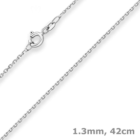 1,3mm Ankerkette diamantiert Collier Halskette aus 585 Gold Weißgold matt 42cm