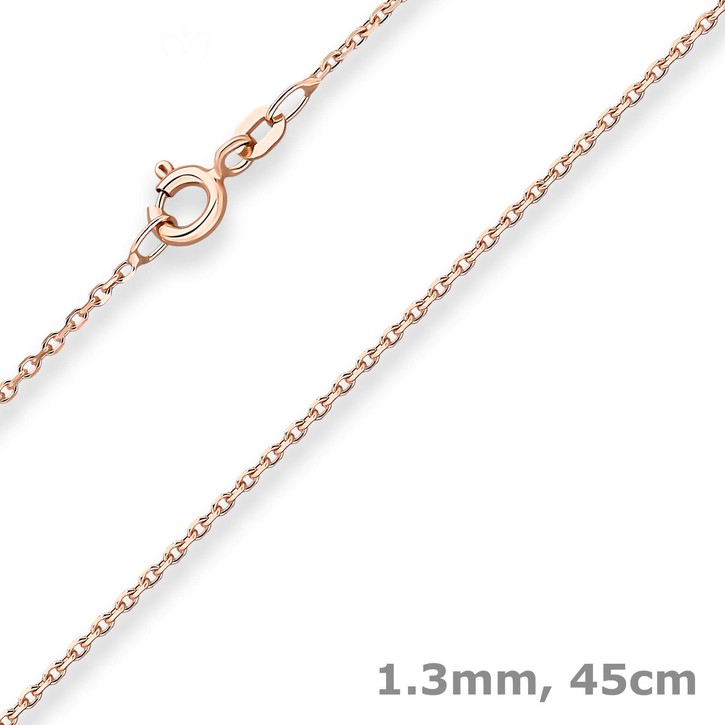 1.3mm Ankerkette diamantiert aus 585 Rotgold 45cm