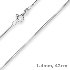 1,4mm Panzerkette Goldkette Collier Halskette aus 585 Gold Weißgold matt 42cm