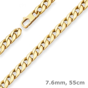 7,6mm Panzerkette Goldkette Collier Halskette aus 585 Gold Gelbgold matt 55cm
