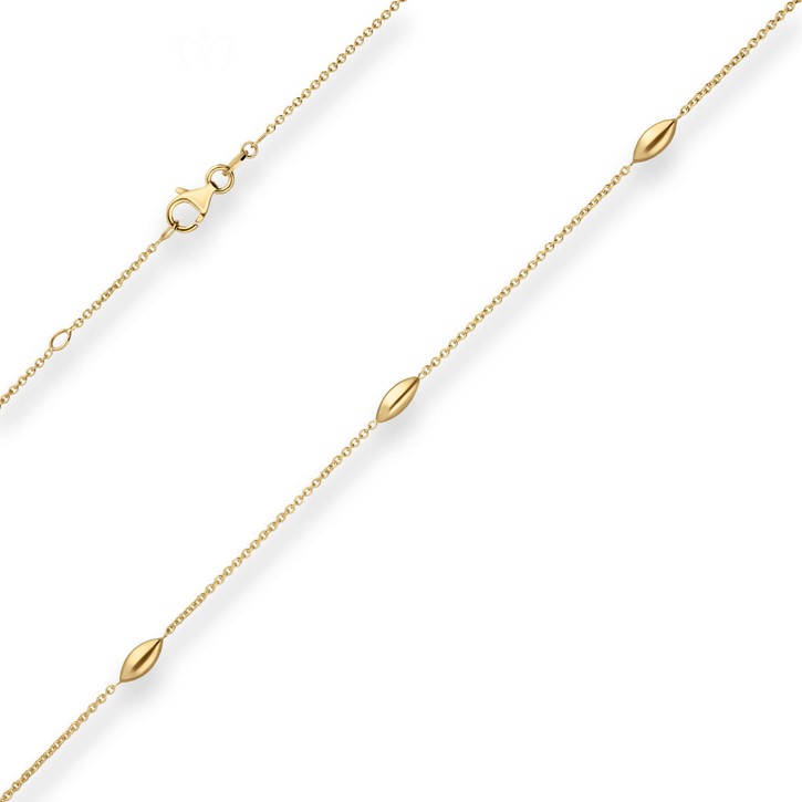 1.2mm Armband aus 375 Gelbgold 19cm mit Zwischenöse