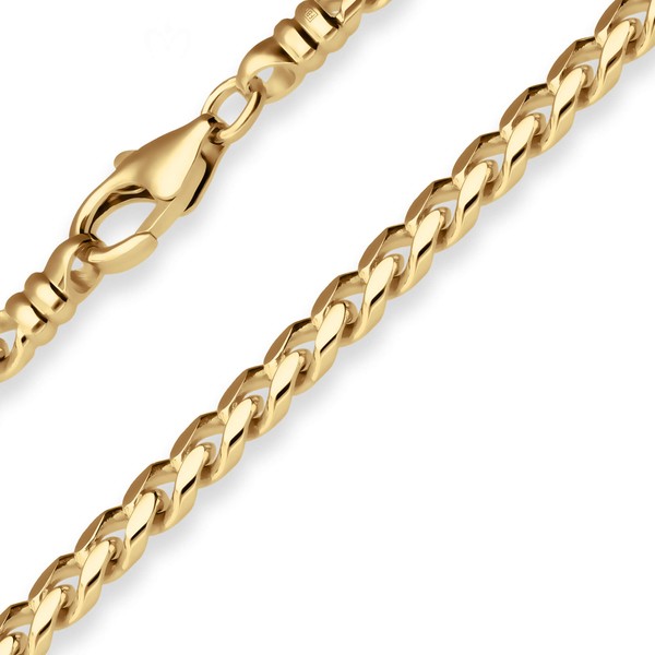 4.6mm Panzerkette oval diamantiert aus 585 Gelbgold 45cm