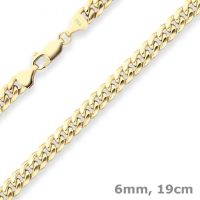 6mm Armband Panzerkette oval diamantiert aus 585 Gold Gelbgold 19cm