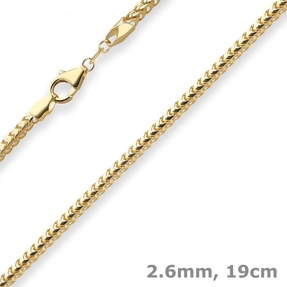 2,6mm Armband Bingokette Goldarmband Armschmuck aus 585 Gold Gelbgold 19cm