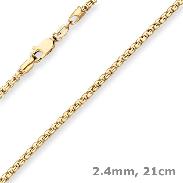 2.4mm Armband Veneziakette aus 585 Gelbgold 21cm