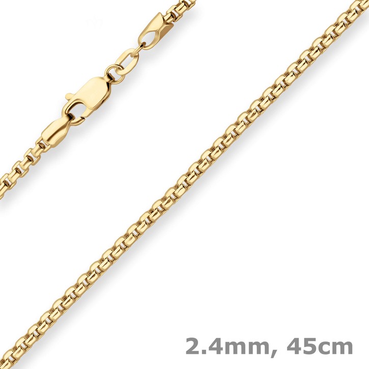 2.4mm Veneziakette aus 585 Gelbgold 45cm