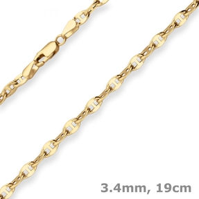 3,4mm Armband Ankerkette-Steg Armschmuck aus 585 Gold Gelbgold 19cm