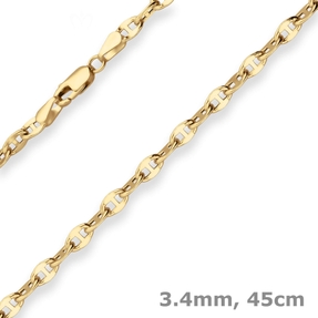 3,4mm Ankerkette-Steg Kette Collier Halskette aus 585 Gold Gelbgold 45cm