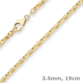 3,5mm Armband Ankerkette-Steg Armschmuck aus 585 Gold Gelbgold 19cm
