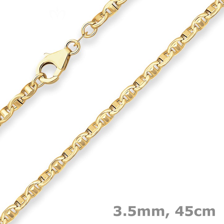 3.5mm Ankerkette-Steg aus 585 Gelbgold 45cm