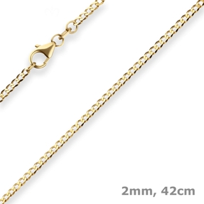 2mm Panzerkette weit Goldkette Collier Halskette aus 585 Gold Gelbgold 42cm