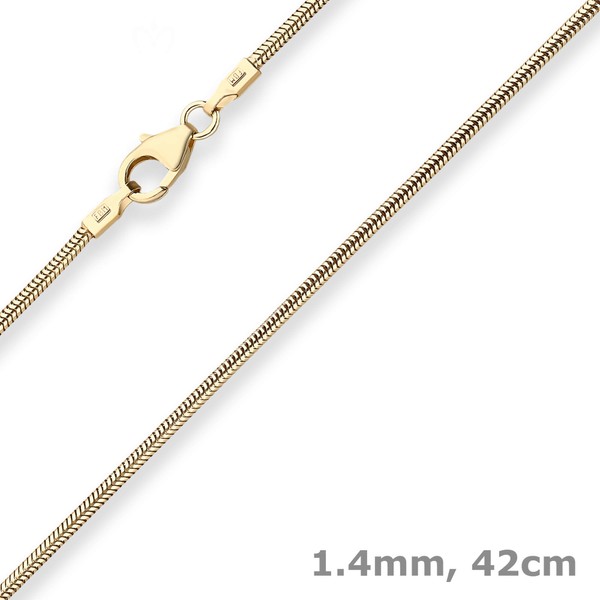 1.4mm Schlangenkette aus 585 Gelbgold 42cm