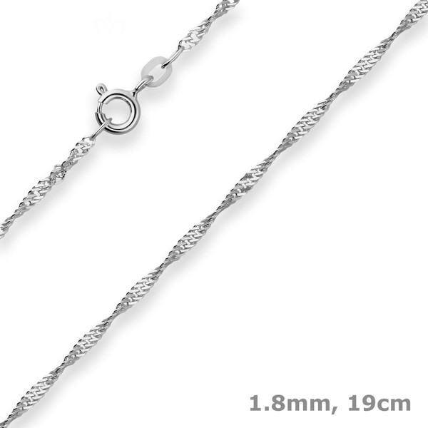 1.8mm Armband Singapurkette aus 585 Weißgold 19cm