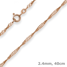 2,4mm Singapurkette Goldkette Collier Halskette aus 585 Gold Rotgold 40cm