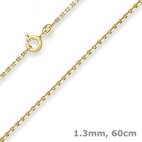 1,3mm Ankerkette diamantiert Collier Halskette aus 585 Gold Gelbgold matt 60cm