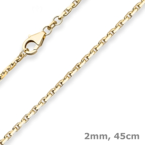 2mm Ankerkette diamantiert Collier Halskette aus 585 Gold Gelbgold matt 45cm