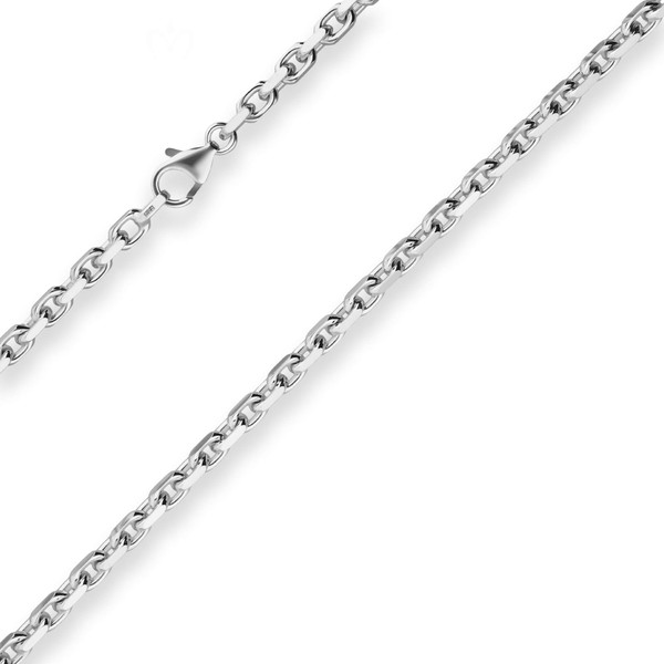 4mm Ankerkette diamantiert aus 925 Silber 55cm