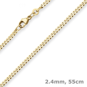 2,4mm Panzerkette Goldkette Collier Halskette aus 333 Gold Gelbgold 55cm