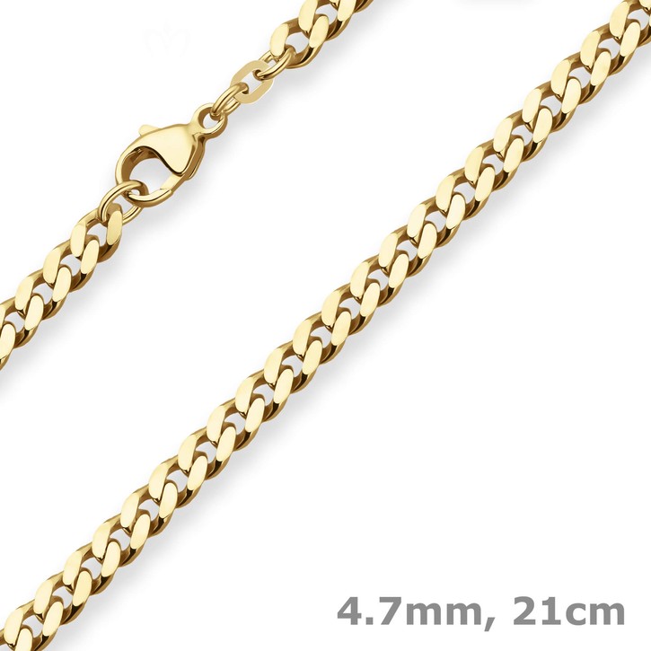 4.7mm Armband Panzerkette aus 585 Gelbgold 21cm