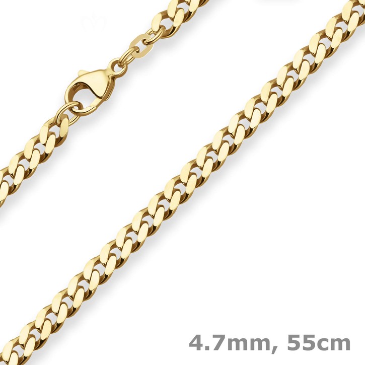 4.7mm Panzerkette aus 585 Gelbgold 55cm