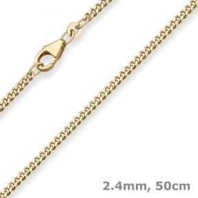 2,4mm Panzerkette Goldkette Collier Halskette aus 585 Gold Gelbgold 50cm