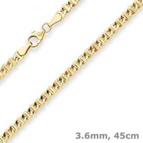3,6mm Panzerstegkette Kette Collier Halskette aus 585 Gold Gelbgold 45cm 3,6mm Panzerstegkette Kette Collier Halskette aus 585 Gold Gelbgold 45cm